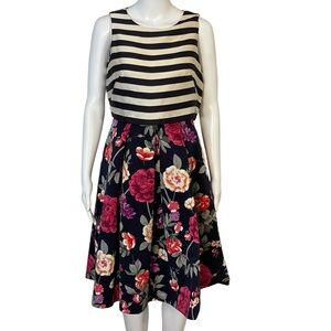 Moulinette Soeurs Anthropologie Floral Stripe A Line Sleeveless Midi Dress Sz 2